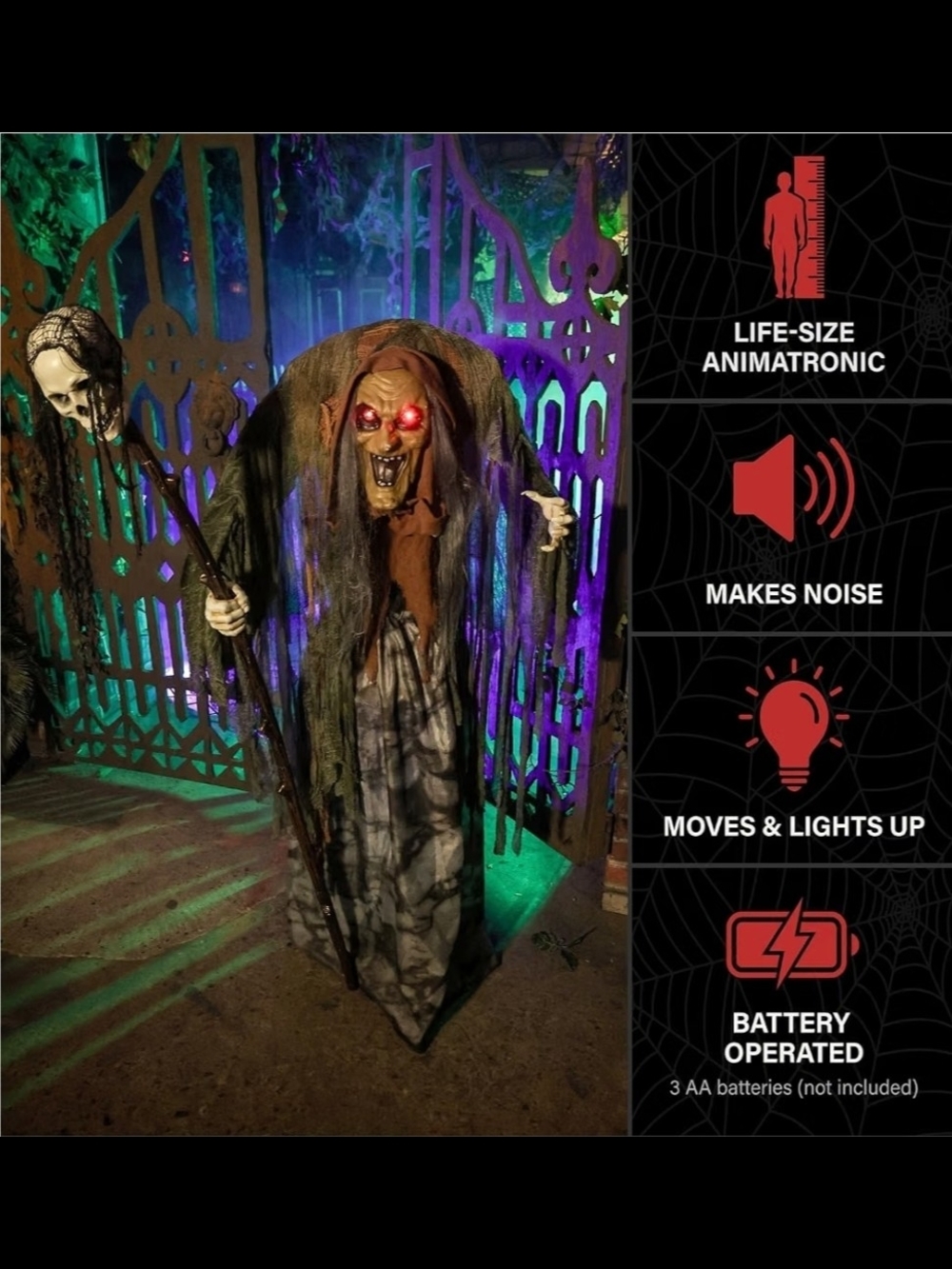 Life-Size Animatronic Witch 5'7"